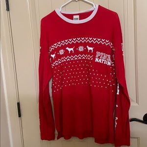 PINK Holiday Campus Tee Red Large